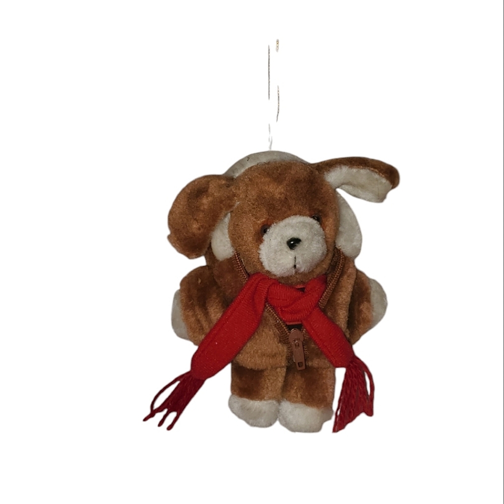 Adorable vintage hanging Holiday puppy plush